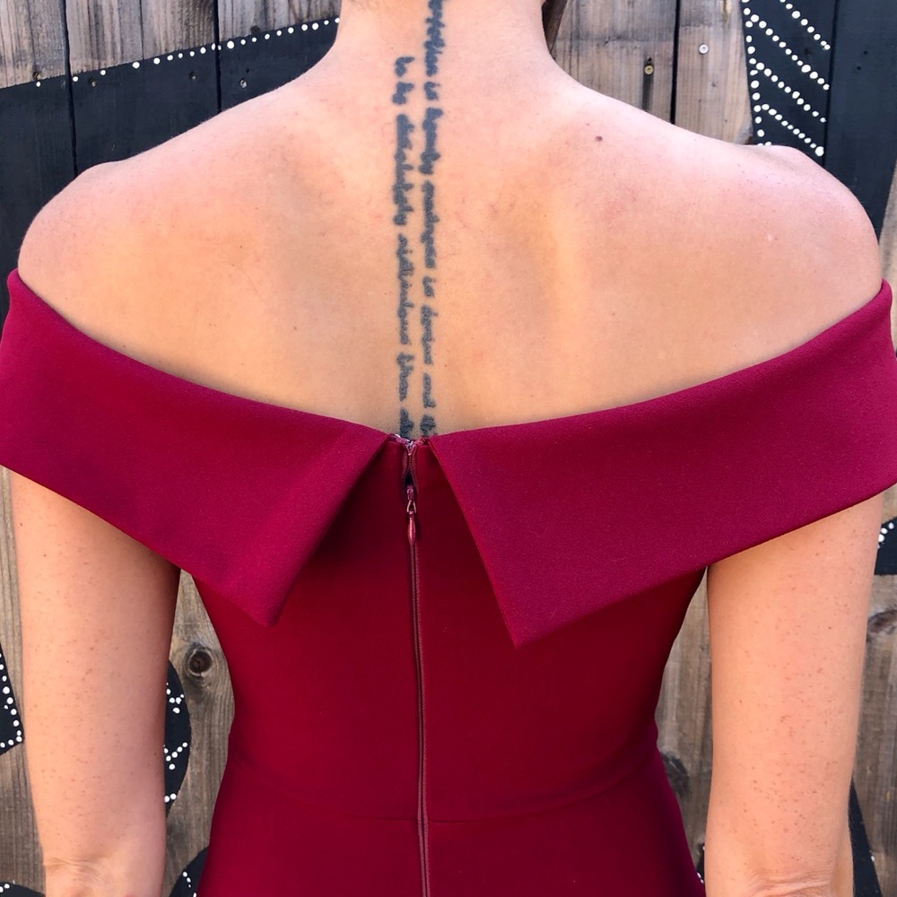 Lulu’s Elegant Off-Shoulder Burgundy Dress